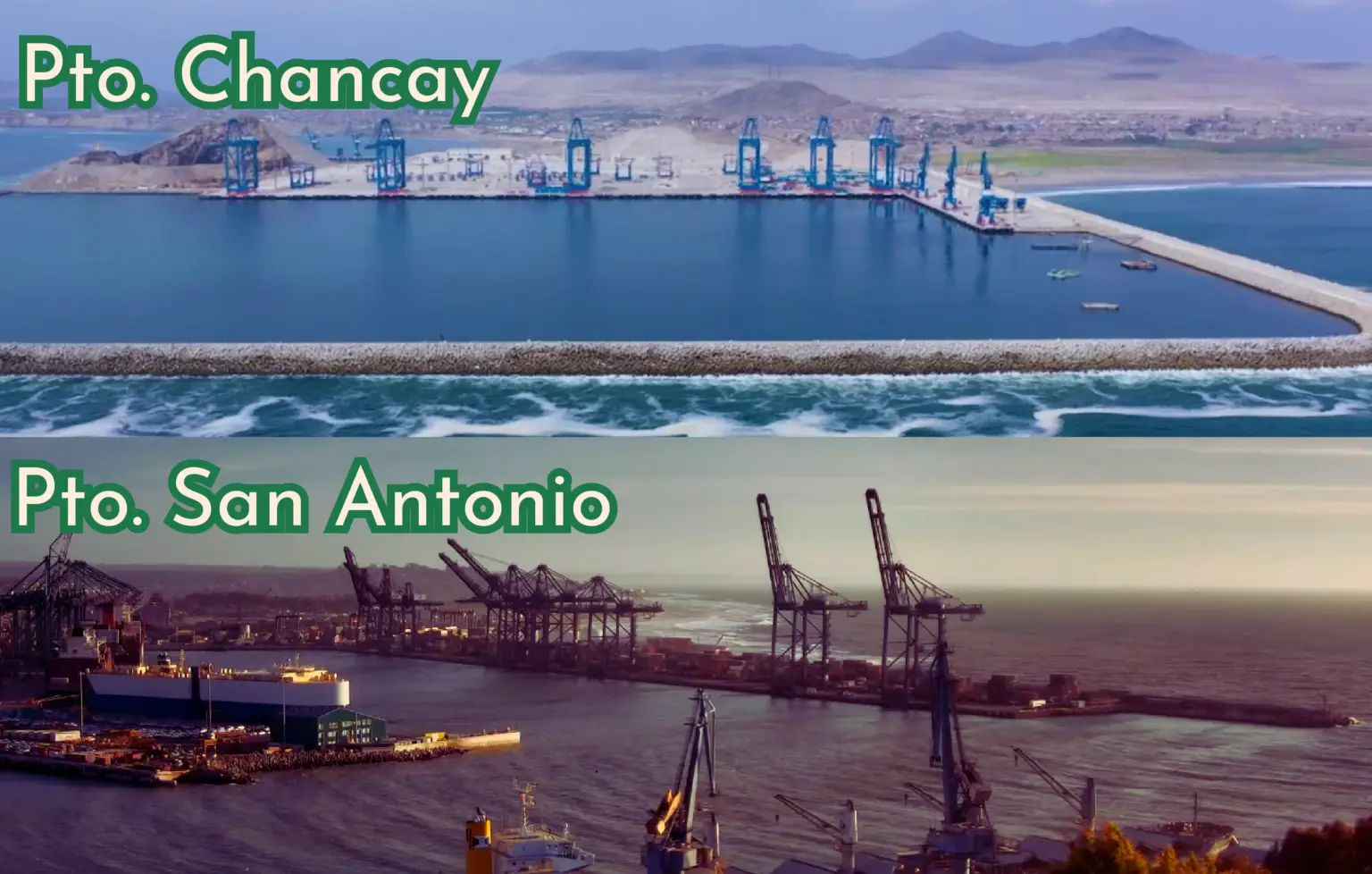 Comparación entre los puertos de Chancay y San Antonio, destacando infraestructura y beneficios.